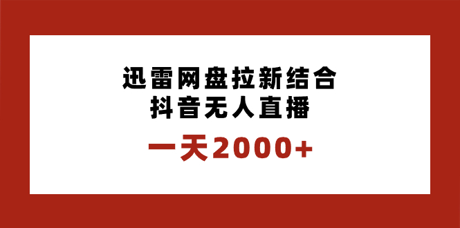 （8551期）一天2000+迅雷网盘拉新结合抖音无人直播，独创玩法保姆级教学-智学院资源网