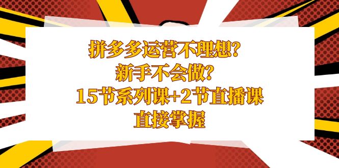 拼多多运营不理想？新手不会做？15节系列课+2节直播课学会直接掌握-智学院资源网