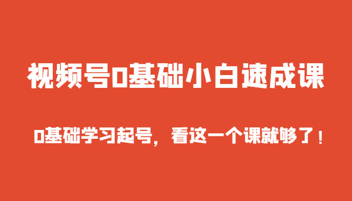 视频号0基础小白速成课，0基础学习起号，看这一个课就够了！-智学院资源网