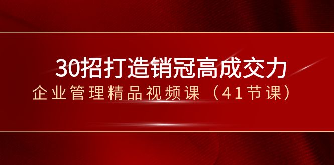 30招打造销冠高成交力-企业管理精品视频课（41节课）-智学院资源网