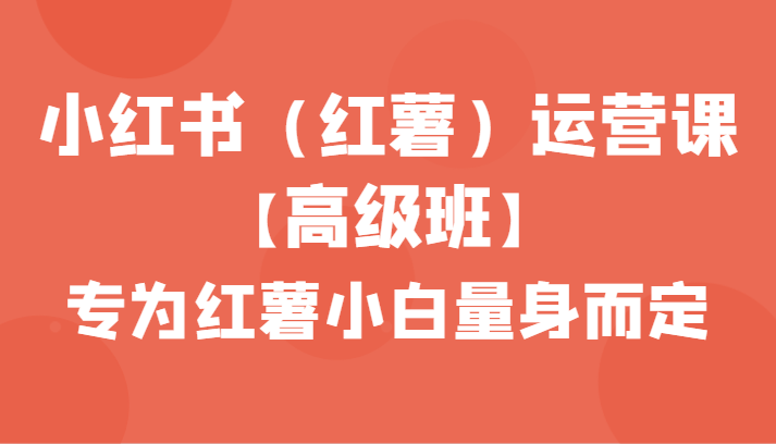 小红书（红薯）运营课【高级班】，专为红薯小白量身而定（42节课）-智学院资源网