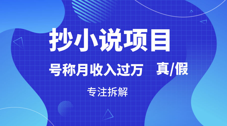 抄小说项目，号称月入过万，到底是否真实，能不能做，详细拆解-智学院资源网