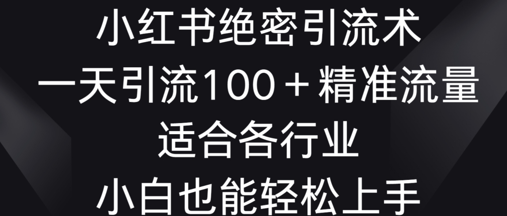 小红书绝密引流术，一天引流100+精准流量，适合各个行业，小白也能轻松上手-智学院资源网