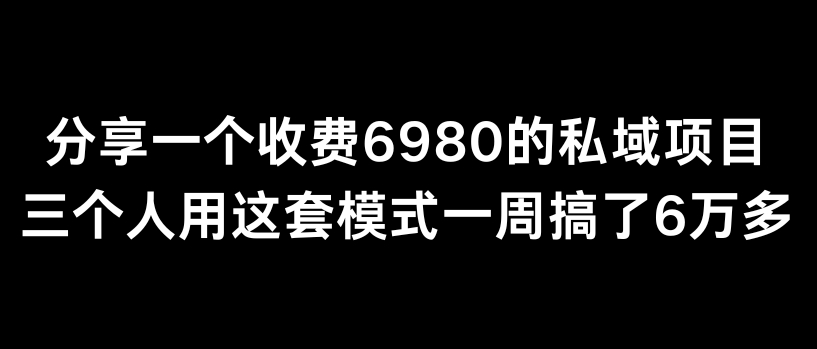 分享一个外面卖6980的私域项目三个人用这套模式一周搞了6万多-智学院资源网