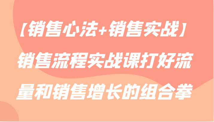 【销售心法+销售实战】销售流程实战课打好流量和销售增长的组合拳-智学院资源网