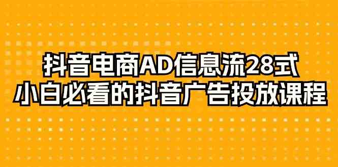 抖音电商AD信息流28式，小白必看的抖音广告投放课程（29节课）-智学院资源网