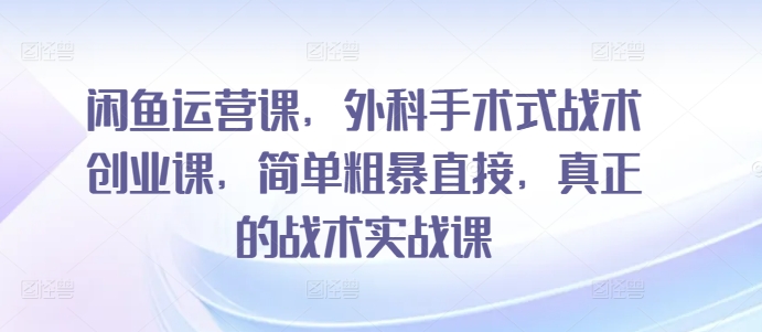 闲鱼运营课，外科手术式战术创业课，简单粗暴直接，真正的战术实战课-智学院资源网