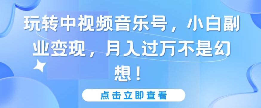 玩转中视频音乐号，小白副业变现，月入过万不是幻想-智学院资源网