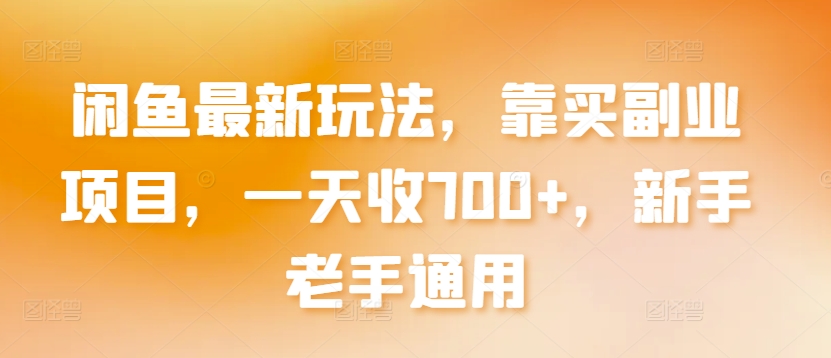 闲鱼最新玩法，靠买副业项目，一天收700+，新手老手通用-智学院资源网