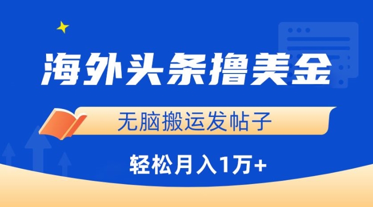 海外头条撸美金，无脑搬运发帖子，月入1万+，小白轻松掌握-智学院资源网