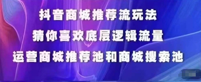 抖音商城运营课程，猜你喜欢入池商城搜索商城推荐人群标签覆盖-智学院资源网