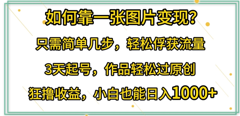 如何靠一张图片变现?只需简单几步，轻松俘获流量，3天起号，作品轻松过原创-智学院资源网