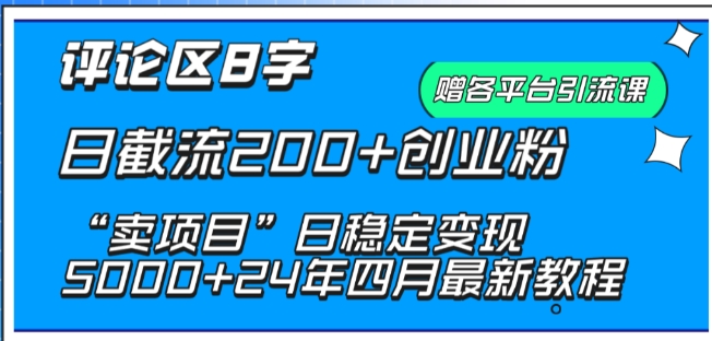 抖音评论区8字日截流200+创业粉 “卖项目”日稳定变现5000+-智学院资源网