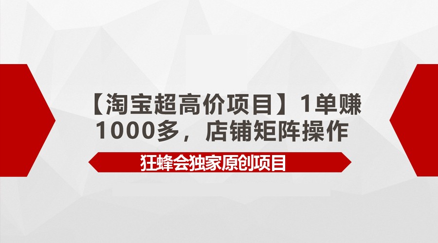 【淘宝超高价项目】1单赚1000多，店铺矩阵操作-智学院资源网