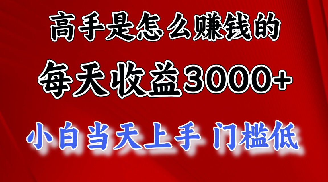 高手是怎么赚钱的，一天收益3000+ 这是穷人逆风翻盘的一个项目，非常…-智学院资源网